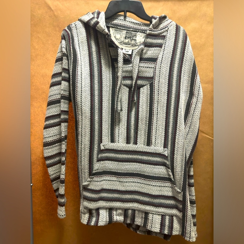 Used men’s multicolor (white,gray,maroon) baja hoodie